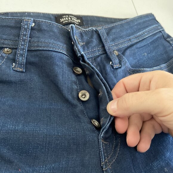 Jack And Jones Tim Slim Fit Men 30X32 Stretch Dark Wash Denim Jeans - Picture 9 of 10